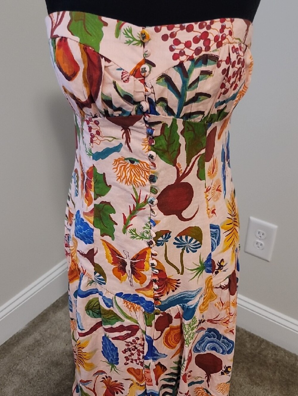 NWT FARM RIO Strapless Maxi Dress with Colorful Botanical Print Size M - Picture 5 of 9